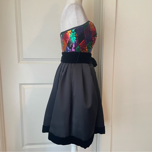 VTG Julie Duroche X After Five Harlequin sequin Strapless Cocktail Party Dress - Picture 3 of 9